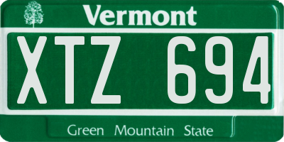 VT license plate XTZ694