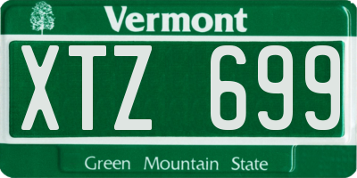 VT license plate XTZ699