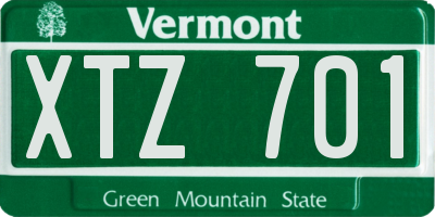 VT license plate XTZ701