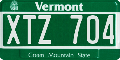 VT license plate XTZ704