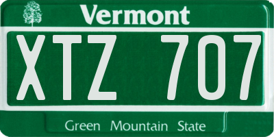VT license plate XTZ707