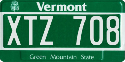 VT license plate XTZ708