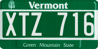 VT license plate XTZ716
