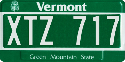 VT license plate XTZ717