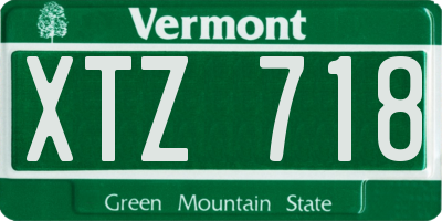 VT license plate XTZ718