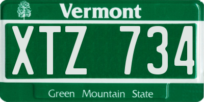 VT license plate XTZ734