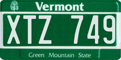 VT license plate XTZ749
