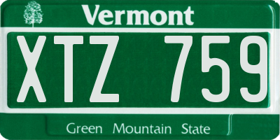 VT license plate XTZ759
