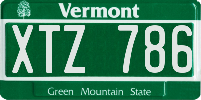 VT license plate XTZ786