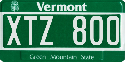 VT license plate XTZ800