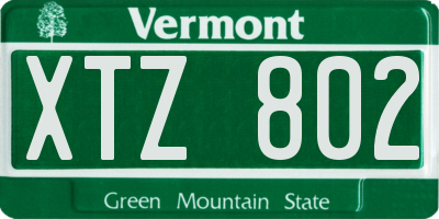 VT license plate XTZ802