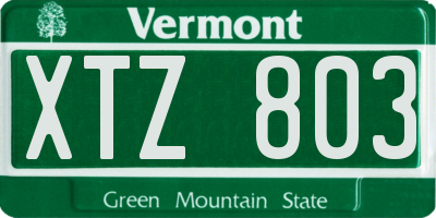 VT license plate XTZ803
