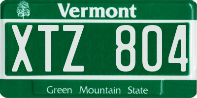 VT license plate XTZ804