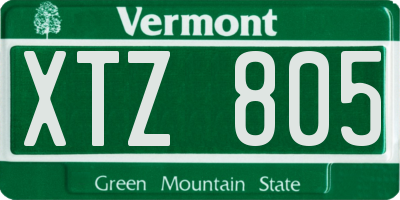 VT license plate XTZ805