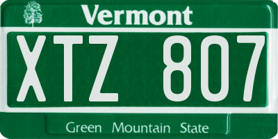VT license plate XTZ807