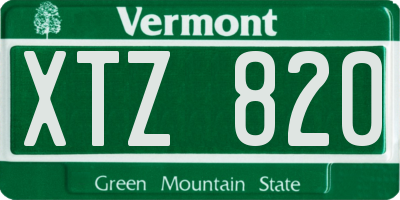 VT license plate XTZ820