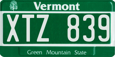 VT license plate XTZ839