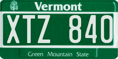 VT license plate XTZ840