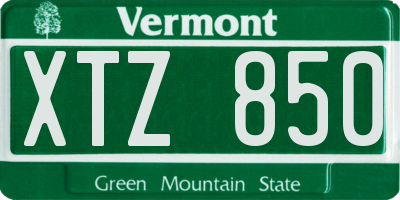 VT license plate XTZ850