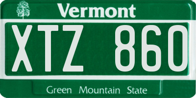 VT license plate XTZ860