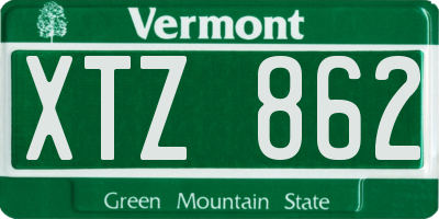 VT license plate XTZ862