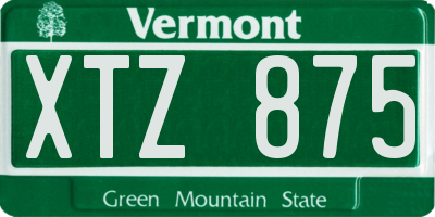 VT license plate XTZ875