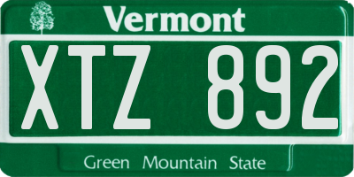 VT license plate XTZ892