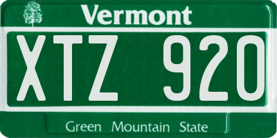 VT license plate XTZ920