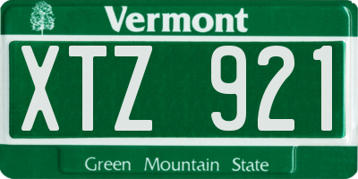 VT license plate XTZ921