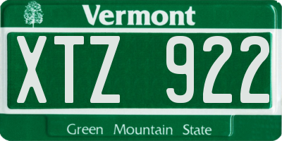 VT license plate XTZ922