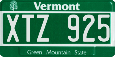 VT license plate XTZ925