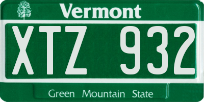 VT license plate XTZ932