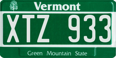 VT license plate XTZ933
