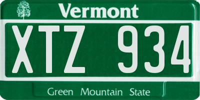 VT license plate XTZ934