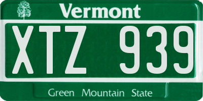 VT license plate XTZ939
