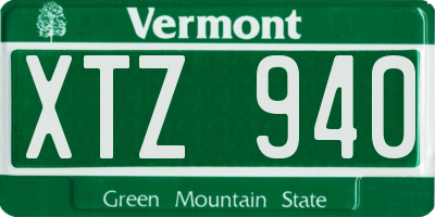 VT license plate XTZ940