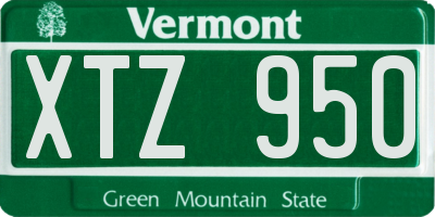 VT license plate XTZ950