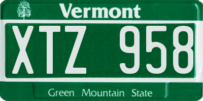 VT license plate XTZ958