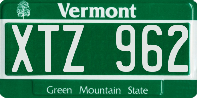 VT license plate XTZ962