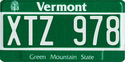 VT license plate XTZ978