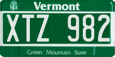 VT license plate XTZ982