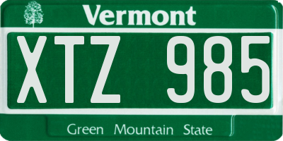 VT license plate XTZ985