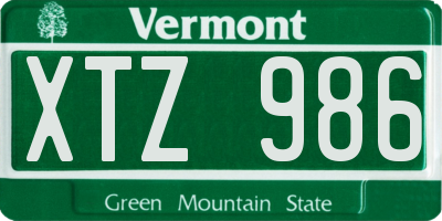 VT license plate XTZ986