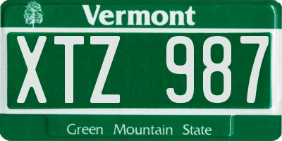 VT license plate XTZ987