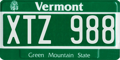 VT license plate XTZ988
