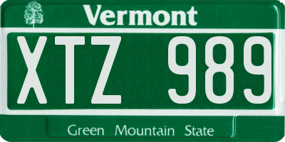 VT license plate XTZ989