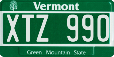VT license plate XTZ990