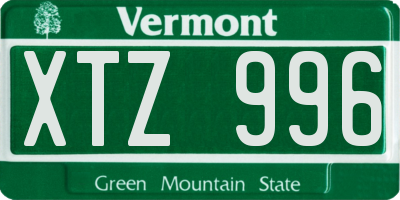 VT license plate XTZ996