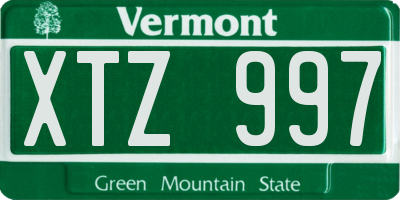 VT license plate XTZ997