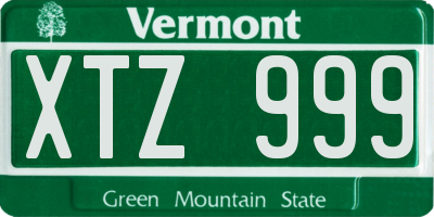 VT license plate XTZ999